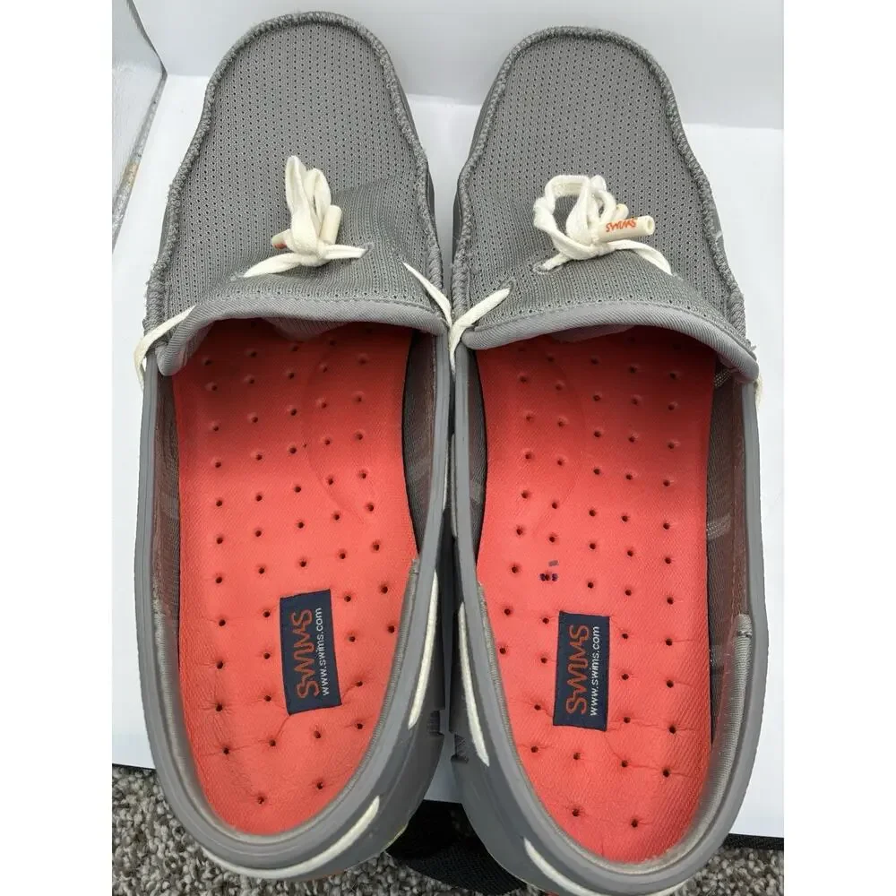 SWIMS Mens 11 Gray Breeze Lace Loafers Mesh Rubber Water Boat Shoes Preppy
